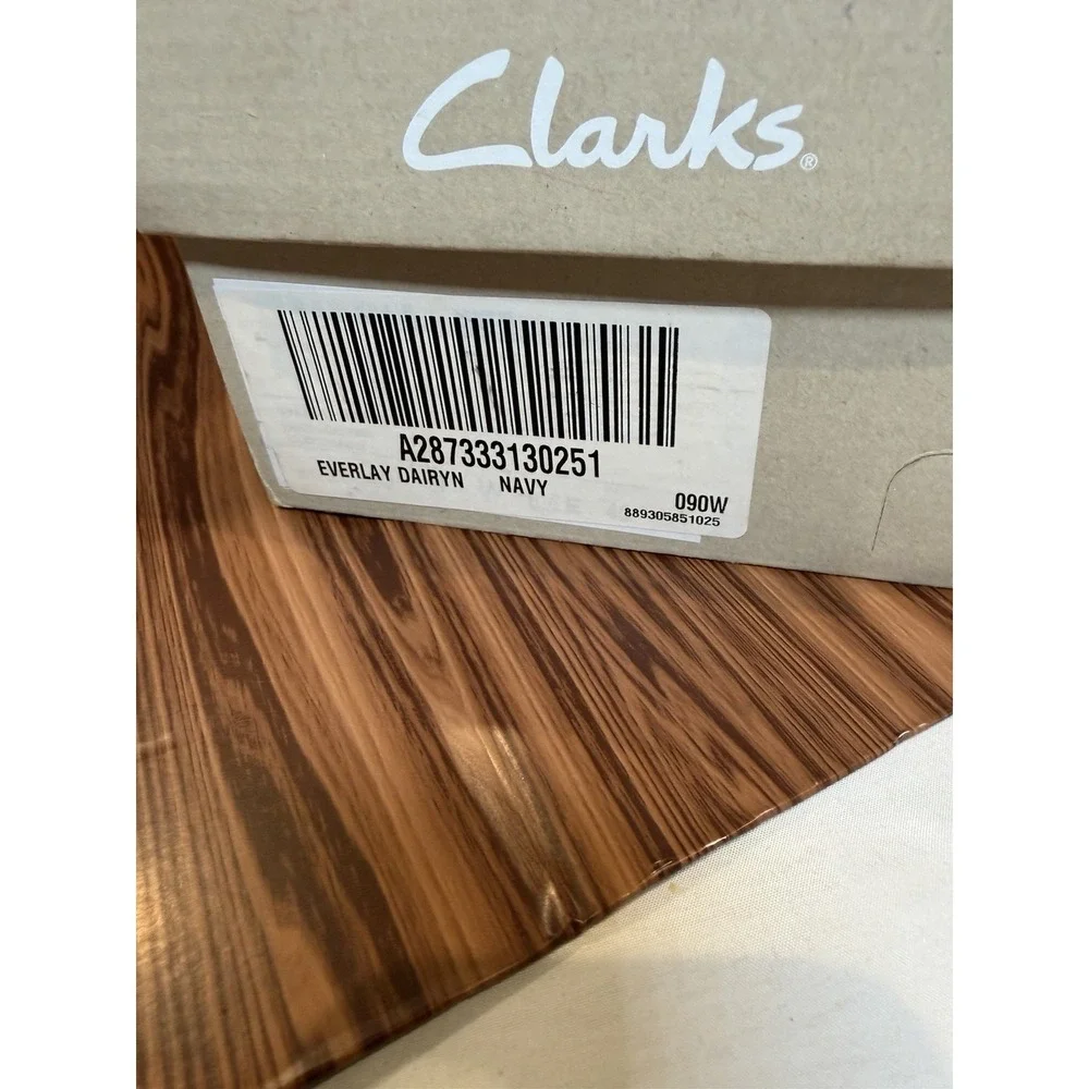 Clarks Everlay Dairyn Navy Leather Slip On Loafers Women's 9W Wide Comfort Shoes